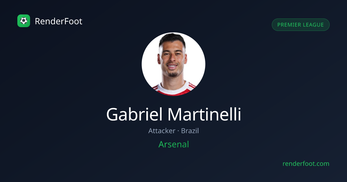 Gabriel Martinelli — Profile, Team & Stats | Arsenal | Renderfoot